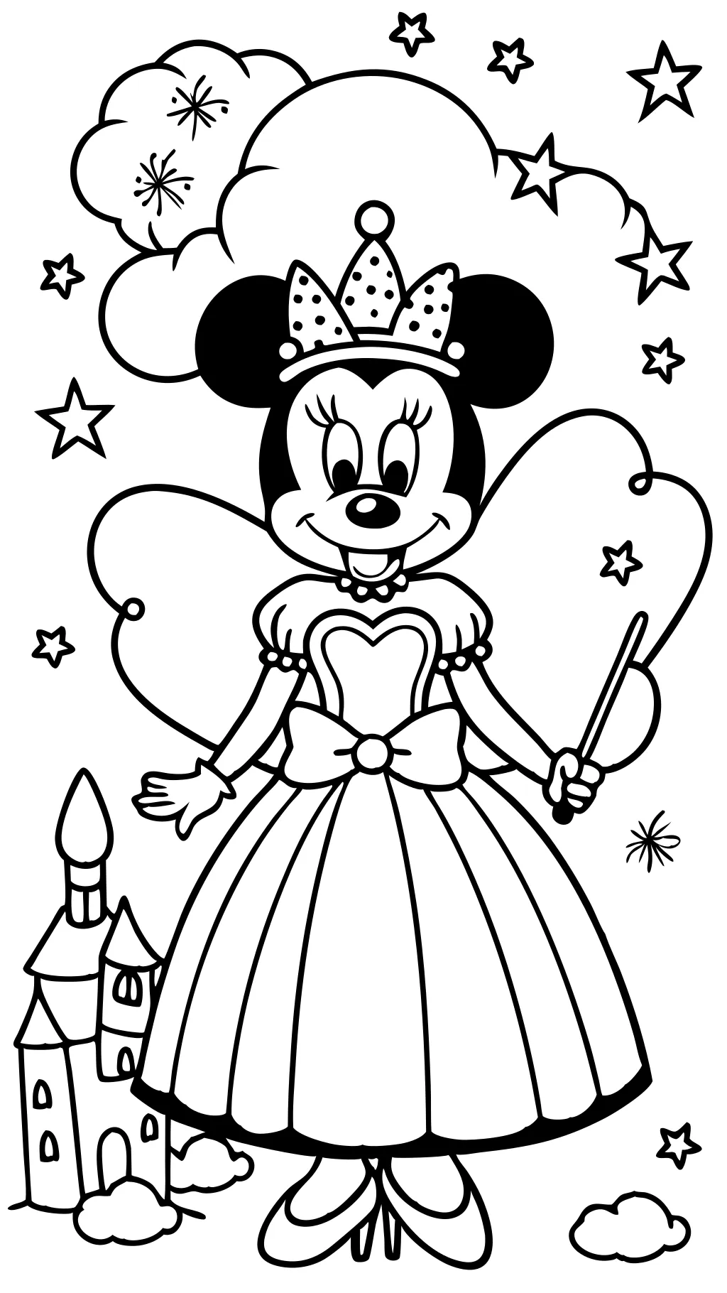 Minnie mouse princesa para colorear